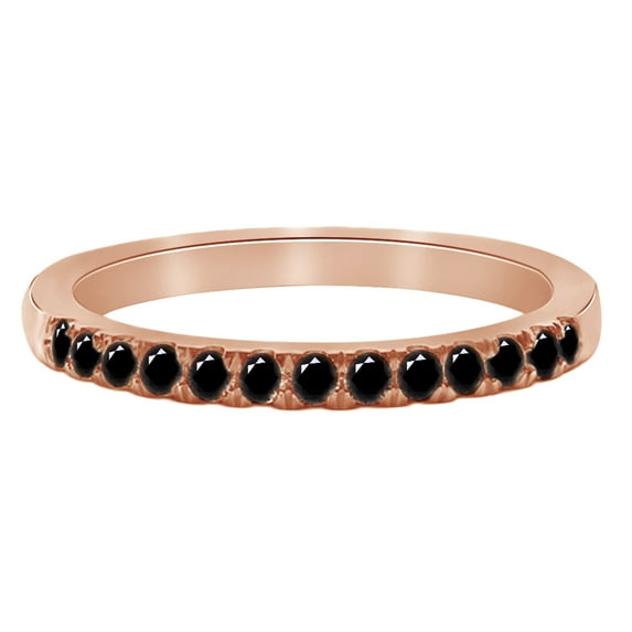 Round Cut Black Natural Diamond Eternity Band Rind In 14K Solid Rose Gold (0.25 Ct)