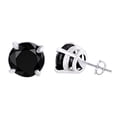 thumbnail image 1 of Round Cut Black Natural Diamond Solitaire Stud Earrings In 14K Solid White Gold (0.25 Ct), 1 of 1