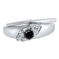 thumbnail image 1 of AFFY Round Cut Black & White Natural Diamond Bridal Ring Set In 14K White Gold Over Sterling Silver (0.35 Ct), 1 of 1