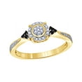 thumbnail image 1 of Round Cut Black & White Natural Diamond Frame Tri-Sides Promise Ring in 10k Solid Gold, 1 of 1
