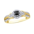 thumbnail image 1 of Round Cut Black & White Natural Diamond Tri-Sides Engagement Ring in 10k Yellow Gold (0.5 Cttw), 1 of 1