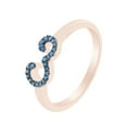 thumbnail image 1 of AFFY Round Cut Blue Natural Diamond Accent Stackable 3 Number Ring In 14k Rose Gold Over Sterling Silver-7.5, 1 of 1