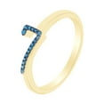 thumbnail image 1 of AFFY Round Cut Blue Natural Diamond Accent Stackable 7 Number Ring In 14k Yellow Gold Over Sterling Silver-6.5, 1 of 1