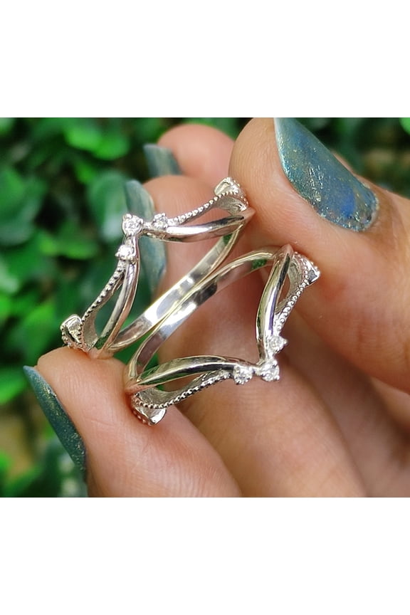 Round Cut Diamond Wrap Ring Jacket - Engagement proposal ring Enhancer - Gift For Wife