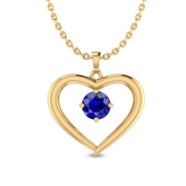Round Cut Blue Sapphire Gold Plated Heart Pendant Gift For Valentine's Day || Ali Baba Jewellery
