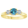 thumbnail image 1 of AFFY Round Cut Blue & White Natural Diamond Three Stone Engagement Ring In 14K Solid Yellow Gold, 1 of 1