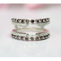Round Cut Brown Diamond and White Diamond Ring Guard in 925 Sterling Silver - Ring For Her