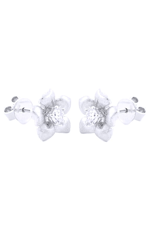 Round Cut Brown & White Natural Diamond Halo Stud Earrings In 14K Solid White Gold (1.21 Ct)