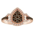 thumbnail image 1 of AFFY Round Cut Brown White Natural Diamond Pear Shaped Frame Ring In 14K Solid Rose Gold, 1 of 1
