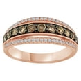 thumbnail image 1 of AFFY Round Cut Brown & White Natural Diamond Triple Row Band Ring In 14K Solid Rose Gold, 1 of 1