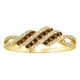 thumbnail image 1 of AFFY Round Cut Brown & White Natural Diamond Twisted Engagement Ring In 14K Solid Yellow Gold, 1 of 1