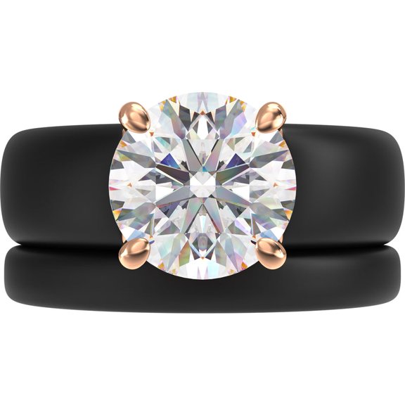 Round Cut CZ Silicone Ring Set for Women, Stackable 2-Ring Set, 7 mm Round Cut CZ | Patented Design - GlowStone Collection