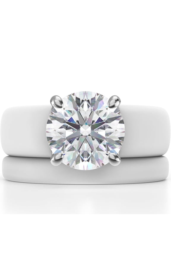 Round Cut CZ Silicone Ring Set for Women, Stackable 2-Ring Set, 7 mm Round Cut CZ | Patented Design - GlowStone Collection