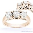 thumbnail image 1 of Round Cut Charles & Colvard Forever ONE Moissanite 3-Stone Engagement Ring in 14k Rose Gold, 1 of 5