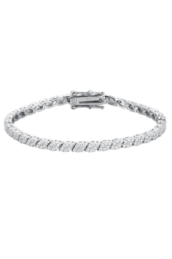 Round Cut Cluster Moissanite Tennis Bracelet for Women Men S925 Sterling Silver 6-8 Inch D Color VVS1 Moissanite Bracelets Jewelry for Her
