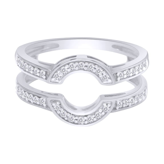 Round Cut Cubic Zirconia 10k White Gold Curve Wrap Solitaire Enhancer Guard Ring Size - 4.5