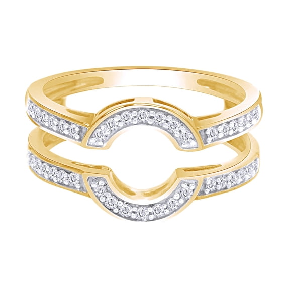 Round Cut Cubic Zirconia 14k Yellow Gold Curve Wrap Solitaire Enhancer Guard Ring Size - 9