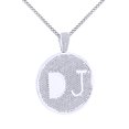thumbnail image 1 of AFFY Round Cut Cubic Zirconia DJ Hip Hop Pendant in 14K White Gold Over Sterling Silver 6.5 Cttw), 1 of 1