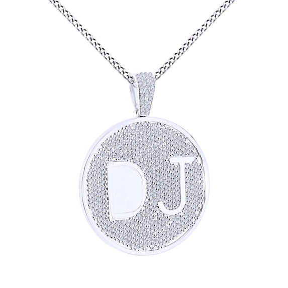 AFFY Round Cut Cubic Zirconia DJ Hip Hop Pendant in 14K White Gold Over Sterling Silver 6.5 Cttw)