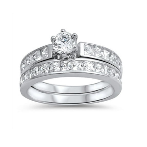 Round Cut Cubic Zirconia Engagement Wedding Ring Sterling Silver 925