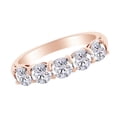 thumbnail image 1 of AFFY Round Cut Cubic Zirconia Five Stone Band Ring in 14k Rose Gold Over Sterling Silver (1.6 3 Cttw), 1 of 1