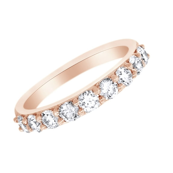 AFFY Round Cut Cubic Zirconia Half Eternity Band Ring in 14k Rose Gold Over Sterling Silver (0.88 Cttw) Size - 6
