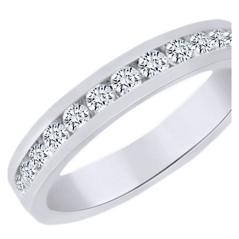 Plated sterling silver round cut 2024 cubic zirconia all around band ring