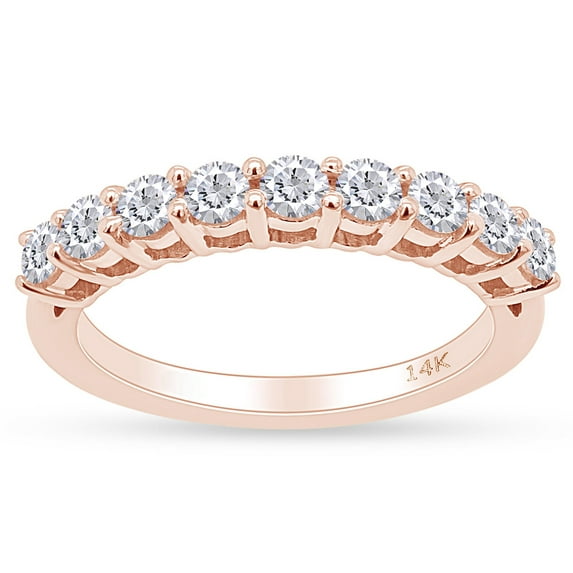 AFFY Round Cut Cubic Zirconia Nine Stone Band Ring in 14k Rose Gold Over Sterling Silver (0.50 Cttw) Ring size-8.5