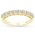 thumbnail image 1 of AFFY Round Cut Cubic Zirconia Nine Stone Band Ring in 14k Yellow Gold Over Sterling Silver (0.50 Cttw) Ring size-7.5, 1 of 6