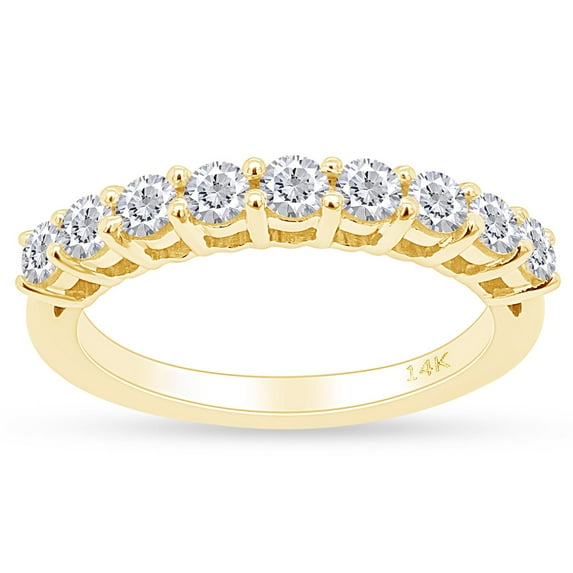 AFFY Round Cut Cubic Zirconia Nine Stone Band Ring in 14k Yellow Gold Over Sterling Silver (0.50 Cttw) Ring size-7.5