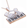 thumbnail image 1 of Round Cut Cubic Zirconia Piano Hip Hop Pendant in 14k Rose Gold Over Sterling Silver (17.5 Cttw), 1 of 1