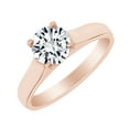 thumbnail image 1 of AFFY Round Cut Cubic Zirconia Solitaire Engagement Ring in 14k Rose Gold Over Sterling Silver (1 Cttw) Size - 5, 1 of 1