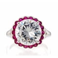 thumbnail image 1 of Round Cut Cubic Zirconia and Ruby Cubic Zirconia Halo Engagement Ring In Sterling Silver, 1 of 2
