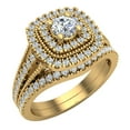thumbnail image 1 of Round Cut Cushion Shape Double Halo Vintage Diamond Wedding Ring Set 0.80 Carat Total Weight 14K Gold ( G , I1 ), 1 of 5