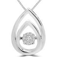 thumbnail image 1 of Round Cut Dancing Diamond Teardrop Pendant Necklace in 14K White Gold With Chain, 0.1 Carat, 1 of 1
