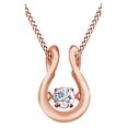 thumbnail image 1 of AFFY Round Cut Dancing White Natural Diamond Fashion Pendant Necklace In 14k Rose Gold, 1 of 1