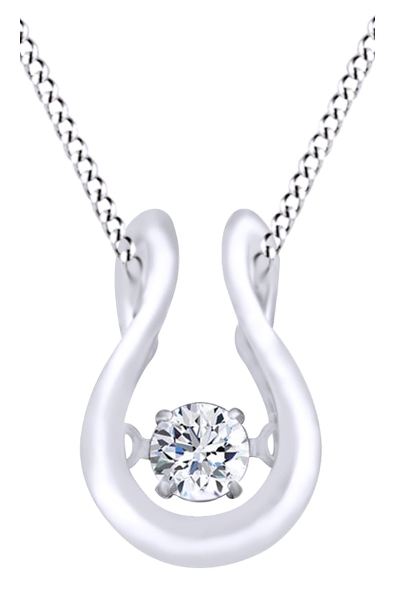 Round Cut Dancing White Natural Diamond Fashion Pendant Necklace In 14k White Gold