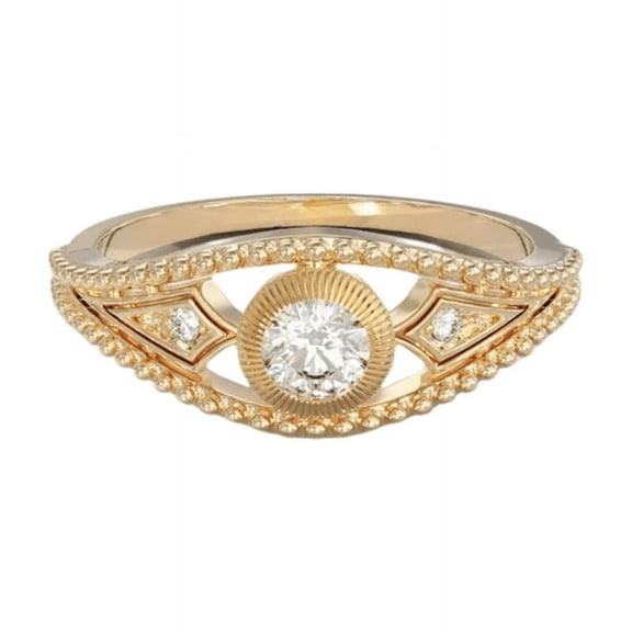 Round Cut Diamond Band in 14K Yellow Gold Vermeil- Bezel Diamond Band