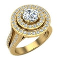 thumbnail image 1 of Round Cut Diamond Double Halo Split Shank Engagement Ring 1.80 CT TW 18K Gold (G,SI1), 1 of 5