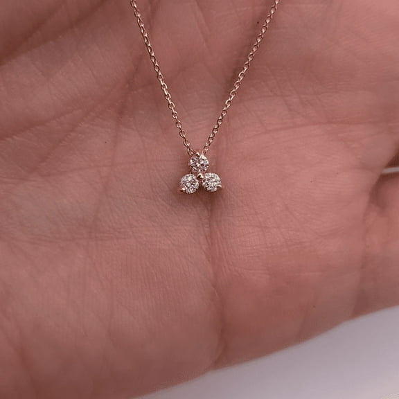 Round Cut Diamond Necklace in 14K Yellow Gold Finish Diamond Necklace For women - Trio Diamond Necklace