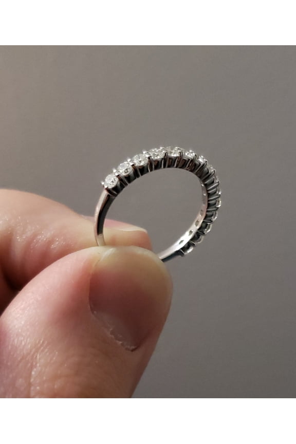 Round Cut Cubic Zirconia Wedding Band - Promise Band - Half Eternity Band - Gift For Mother, Girlfriend Size 4