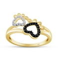 thumbnail image 1 of Round Cut Enhanced Black & White Natural Diamond Paw Print Promise Ring In 14K Yellow Gold Plated 925 Sterling Silver (Color: I-J, Clarity: I2-I3, 0.10 Cttw) -8.5, 1 of 7