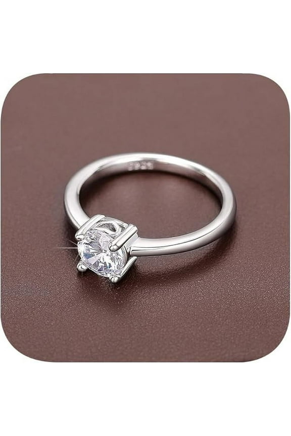 Round Cut Fake Diamond Engagement Rings,Cubic Zirconia Wedding Band Infinity Promise Rings for Women's