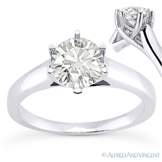 Round Cut Forever Brilliant Moissanite 6-Prong Trellis Solitaire