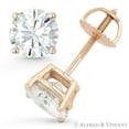 thumbnail image 1 of Round Cut Forever ONE 4-Prong Basket Screwback Stud Earrings in 14k Rose Gold, 1 of 2