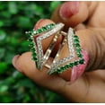 thumbnail image 1 of Round Cut Green Emerald & Diamond Wedding Ring Enhancer - 925 Sterling Silver - Gift For mum, 1 of 2