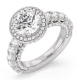 thumbnail image 1 of Round Cut Halo Diamond Bridal Engagement Ring, Accent Shank Dome Diamond Ring, 14K White Gold Plated, 2.4 Ct Simulated Diamond, 1 of 4