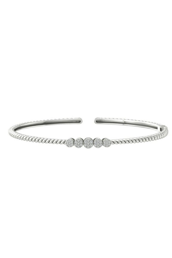 Round Cut Lab Created 3Ct Diamond Bangle Bracelet in 14K White Gold Plated