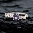 thumbnail image 1 of Round Cut Lab Created Alexandrite Ring - Leaf & Vine Engagement Ring - 18K White Gold Plated Proposal Ring Christmas Gift for Wife, 1 of 4