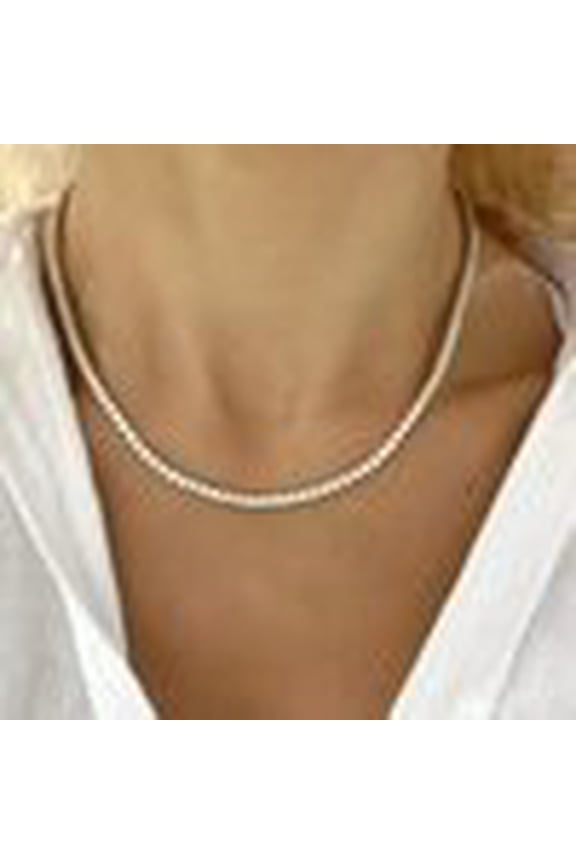 Round Cut Lab Created Diamond 13Ct 18" Tennis Necklace In 14K White Gold Plated